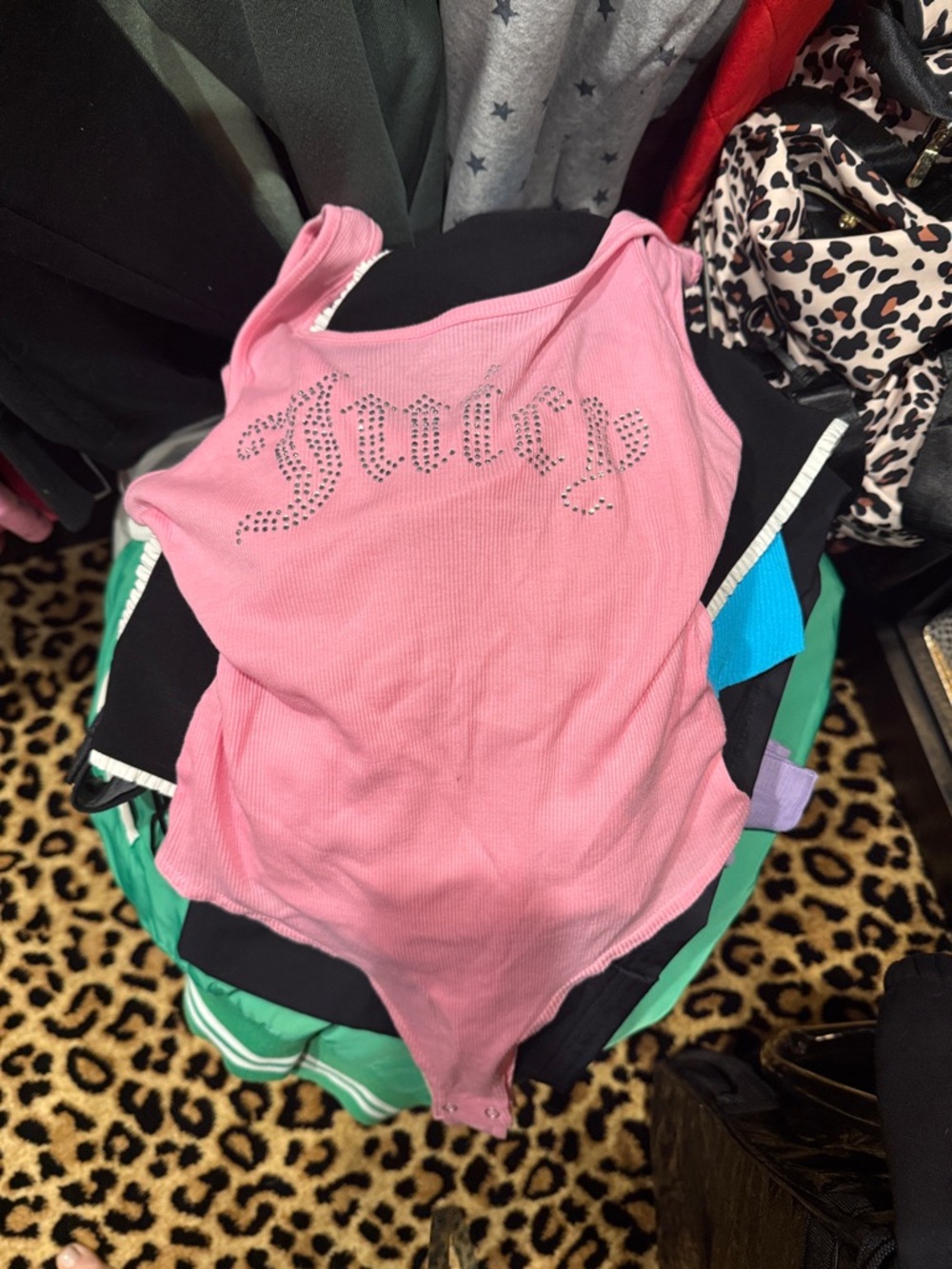 Pink Rhinestone 'Juicy' Tank Bodysuit size small